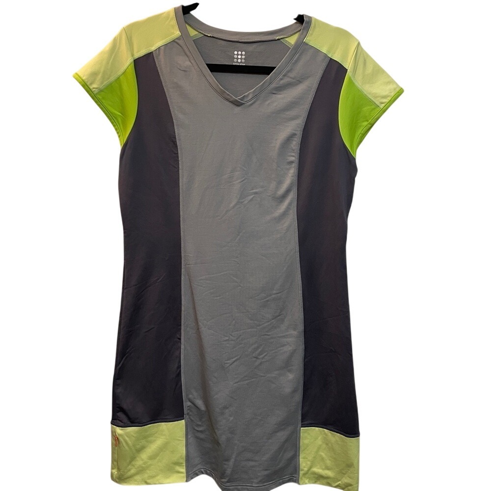 Title Nine Womens Grey Lime Green‎ Colorblock Activewear Dress Size M Pocket